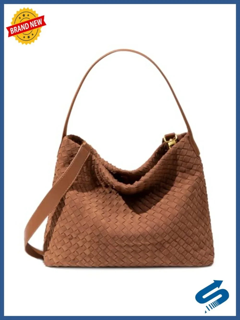 Suede Tote Bag Woven Hobo Handbag Slouchy Shoulder Purse Crossbody